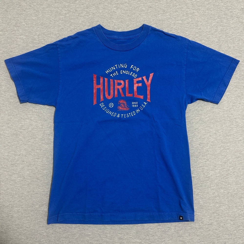 Hurley Graphic T-Shirt Short Sleeve Crew Neck Cotton Surf Tee Blue Mens Medium - Picture 3 of 10